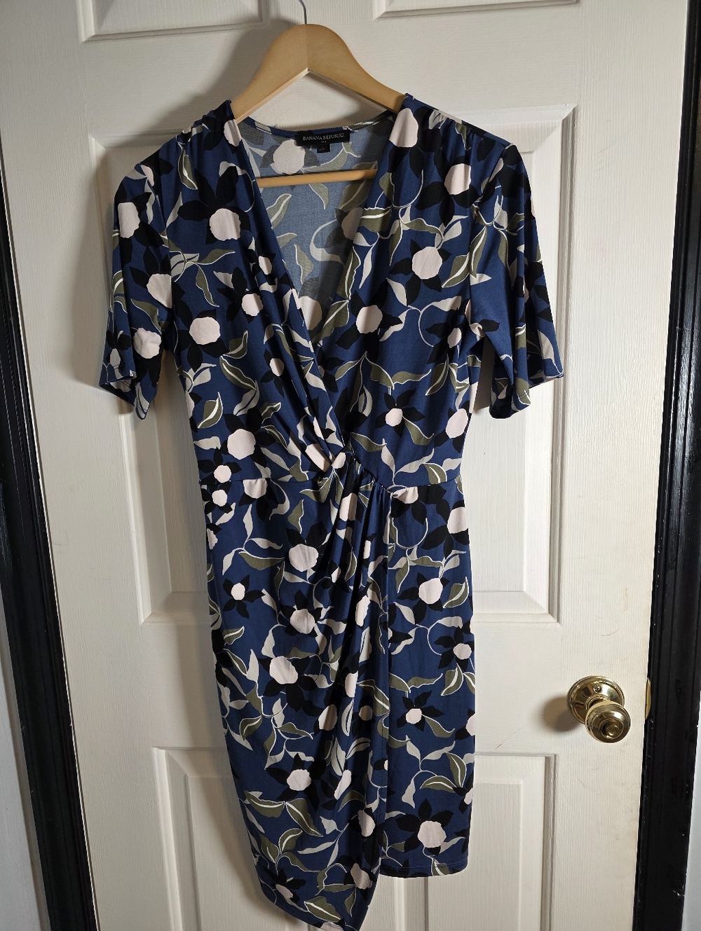 Banana Republic Blue Floral Print Faux Wrap Dress Size Small